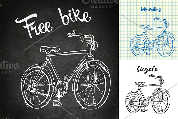 Bike vector illustrations in Illustrations - product preview 1