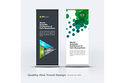 Abstract business vector set of modern roll Up Banner stand design template with colourful triangles