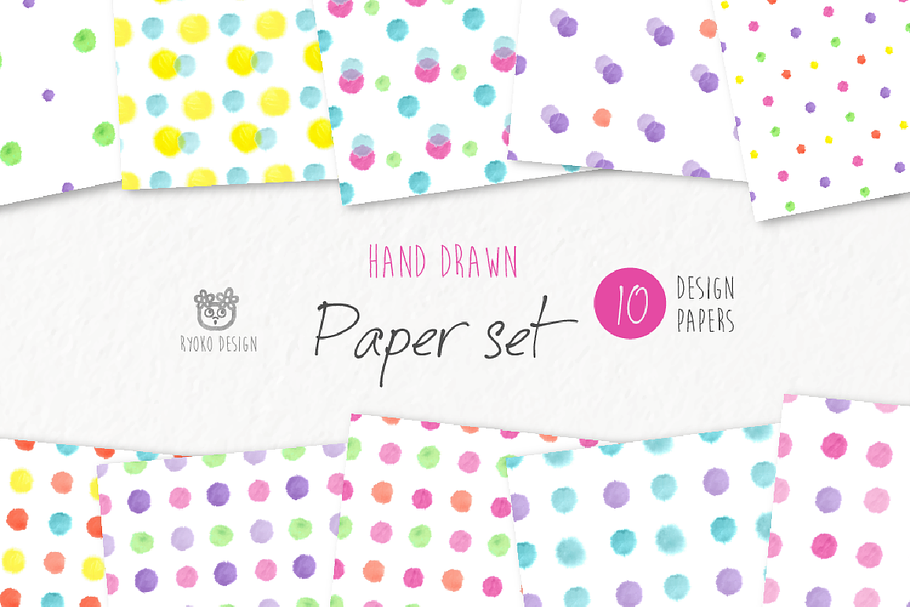 Watercolor polka dots paper  in Illustrations - product preview 8