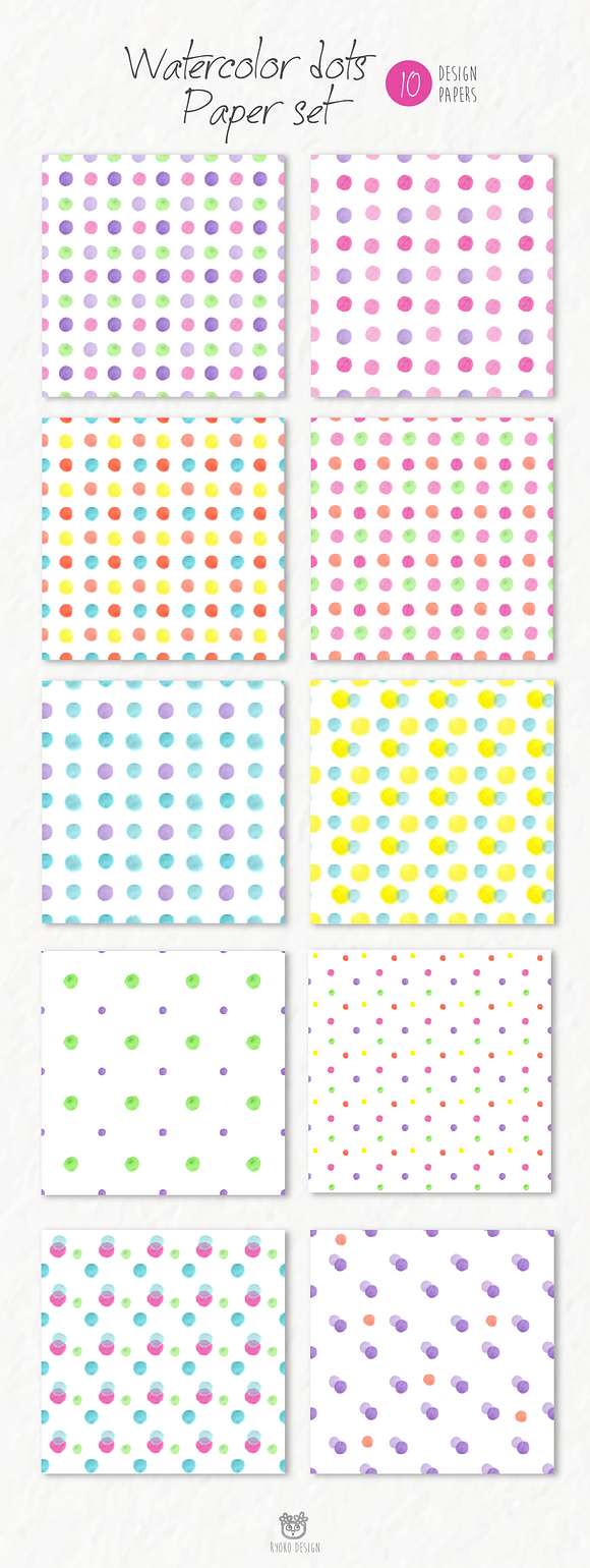 Watercolor polka dots paper  in Illustrations - product preview 1