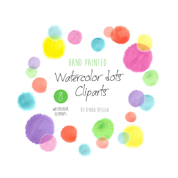 Watercolor polka dots paper  in Illustrations - product preview 2