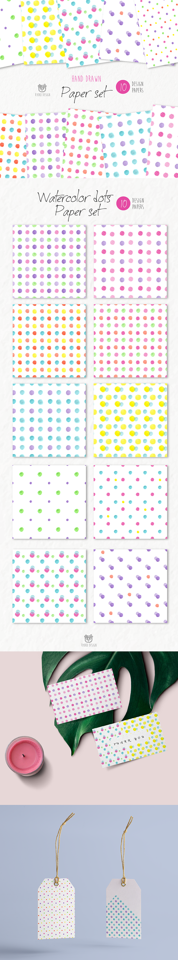 Watercolor polka dots paper  in Illustrations - product preview 4