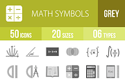 50 Math Symbols Greyscale Icons