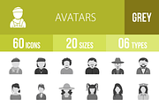 60 Avatars Greyscale Icons