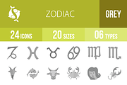 24 Zodiac Greyscale Icons
