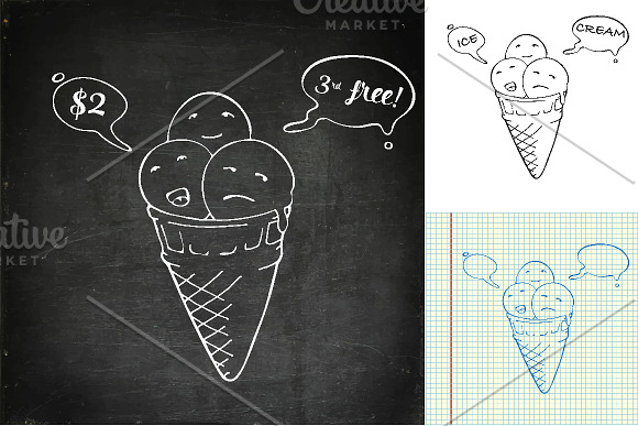 Icecream cone three flavours in Illustrations - product preview 1