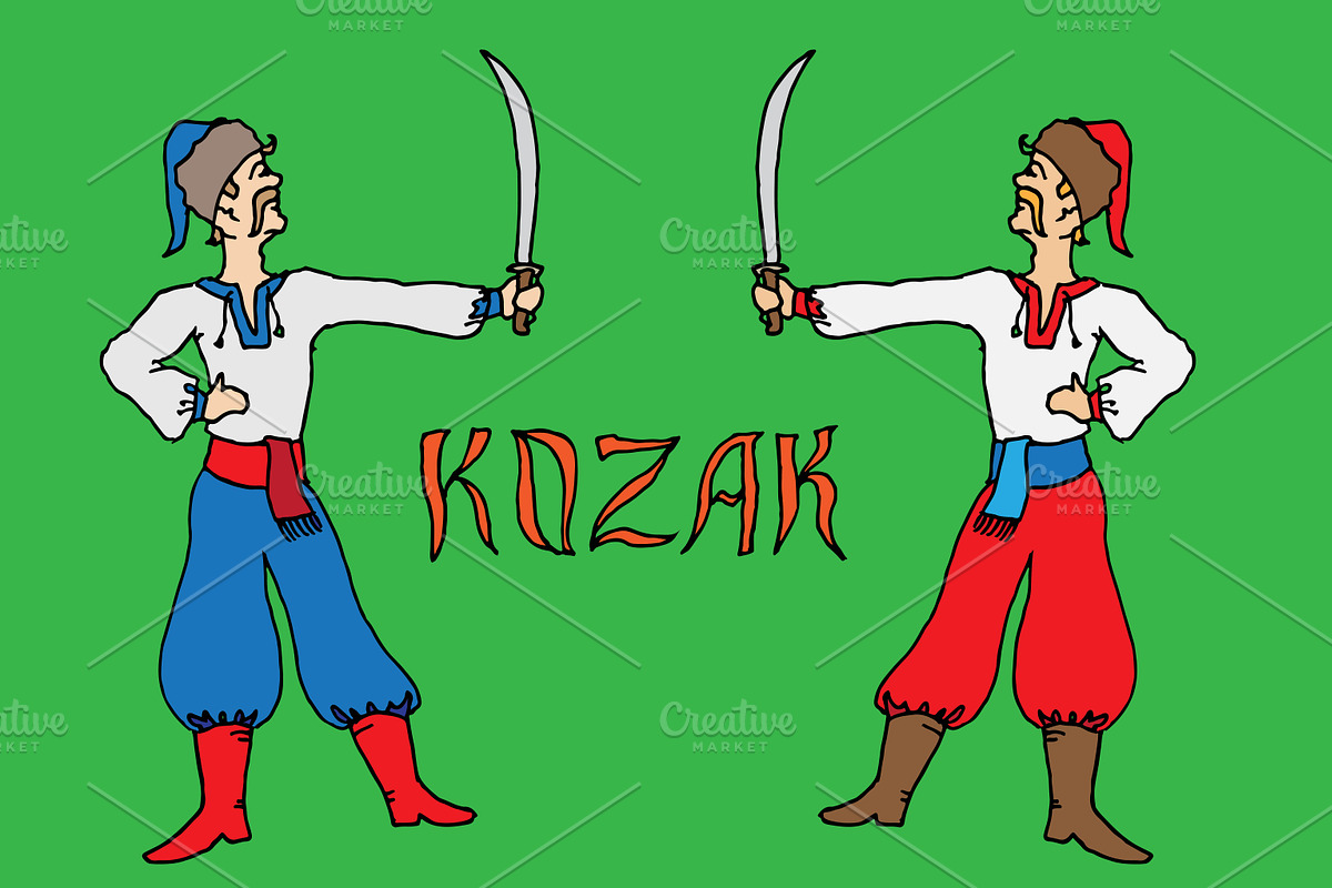 Kozak warrior set in Illustrations - product preview 8