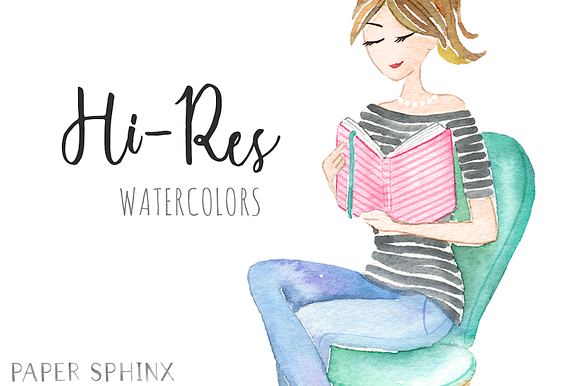 Watercolor Planner Girl Pack in Illustrations - product preview 2