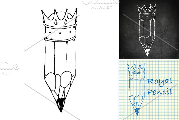 Pencil in crown in Illustrations - product preview 1