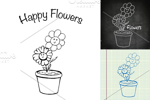 Houseplant flowers in pot in Illustrations - product preview 1