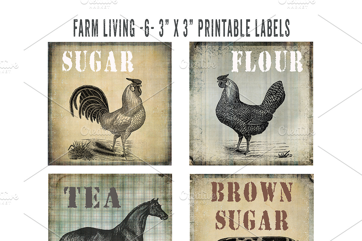 Farm Living Labels & Custom Template in Card Templates - product preview 8