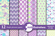 Purple Pattern Digital Paper AMB-802