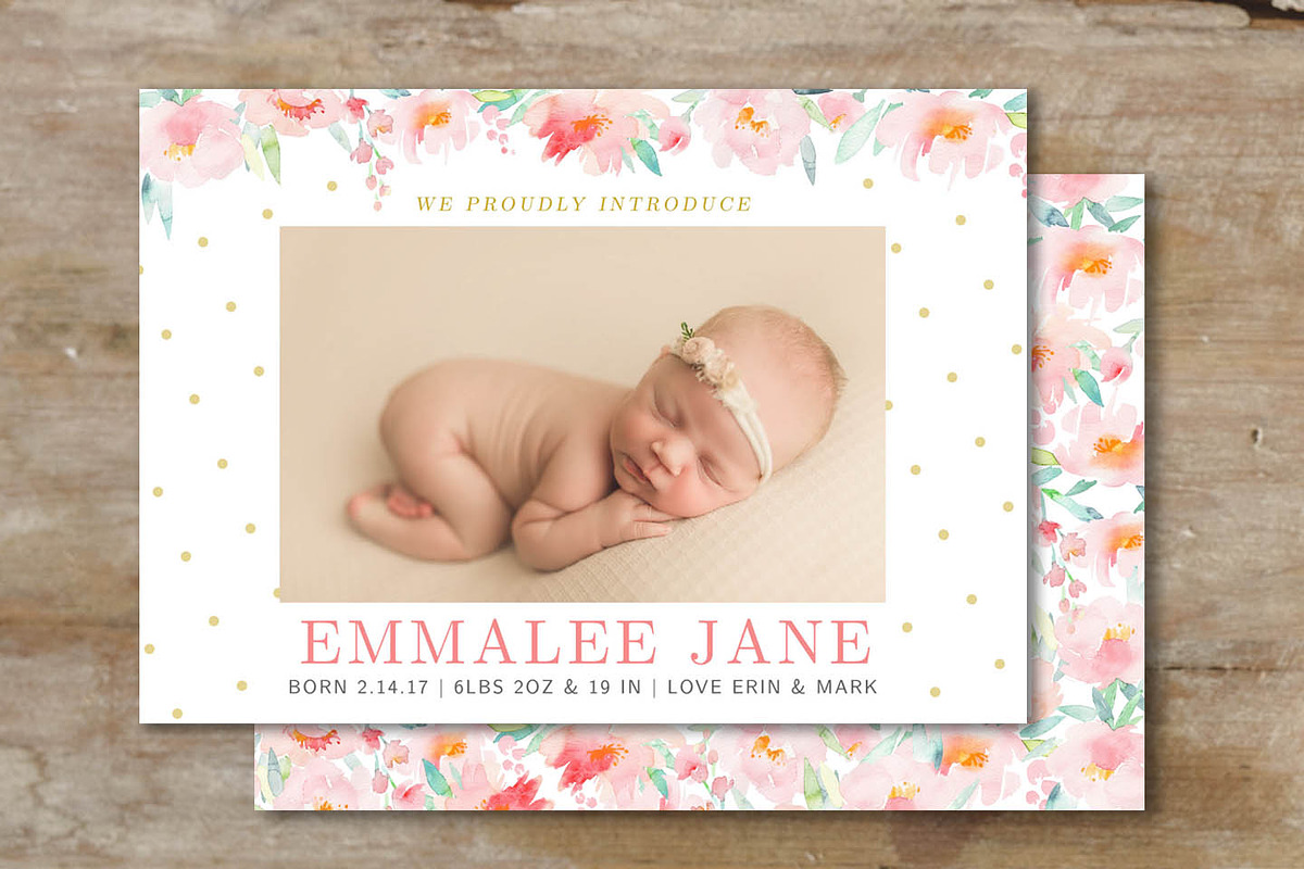 Girls Birth Announcement in Card Templates - product preview 8