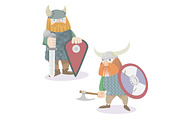 Two viking warriors vector flat style illustration