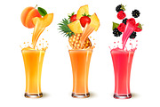 Set of fruit juice splash