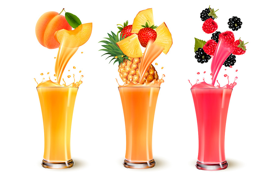 Set of fruit juice splash in Illustrations - product preview 8