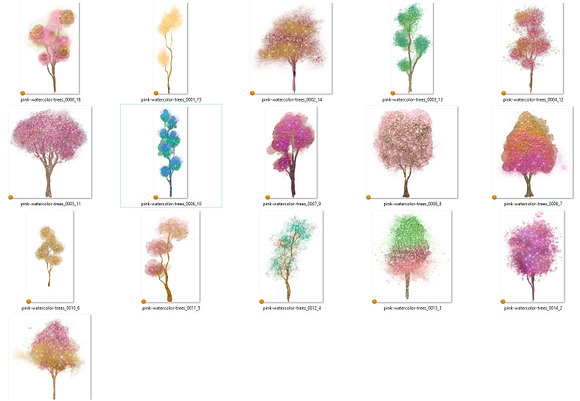 Glitter Watercolor Trees Clipart in Objects - product preview 1