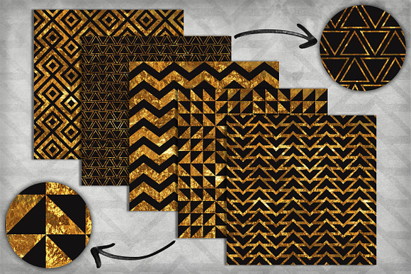 Geometric Blk and Gold Pack in Patterns - product preview 1