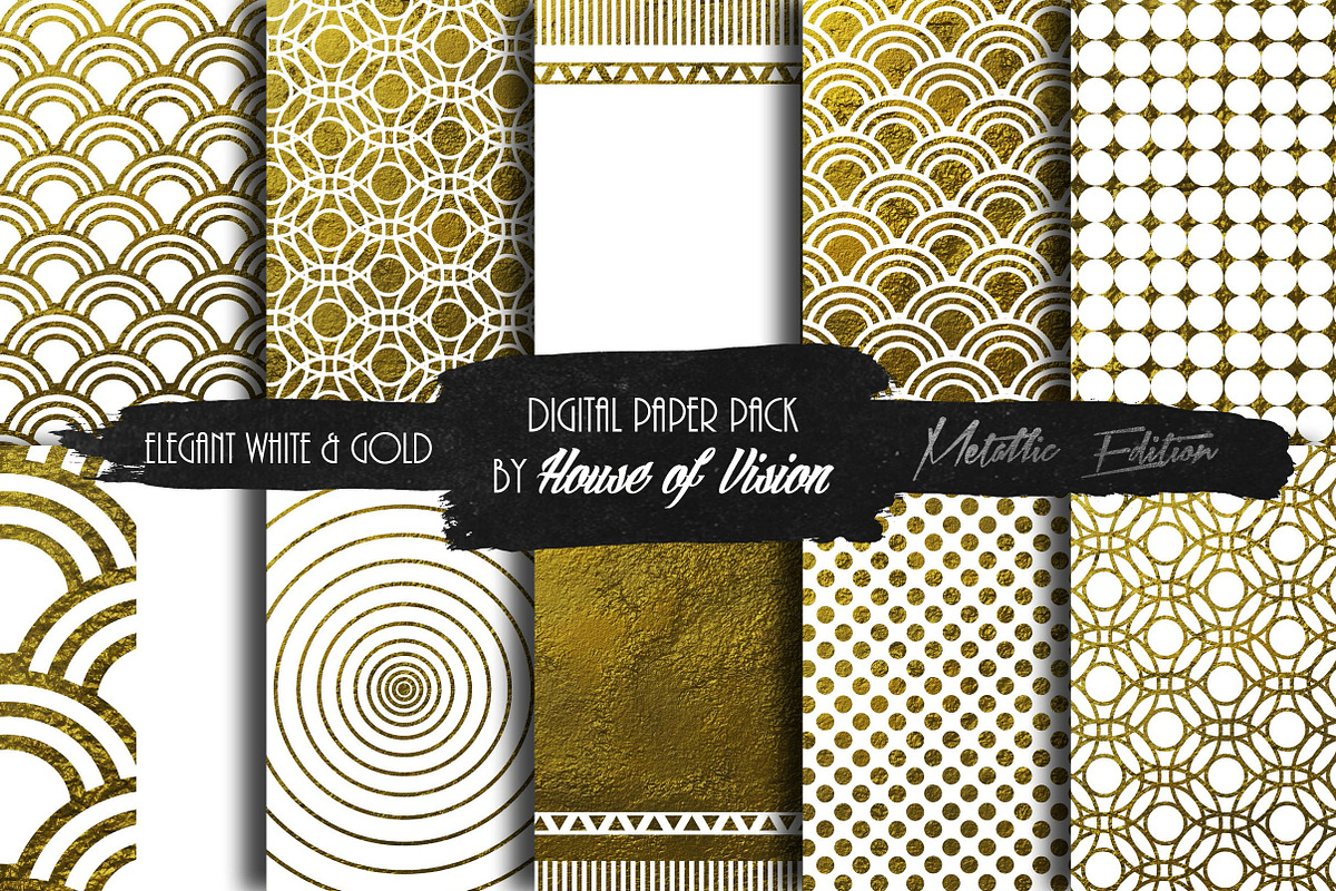 Elegant Wht and Gold Pack in Patterns - product preview 8
