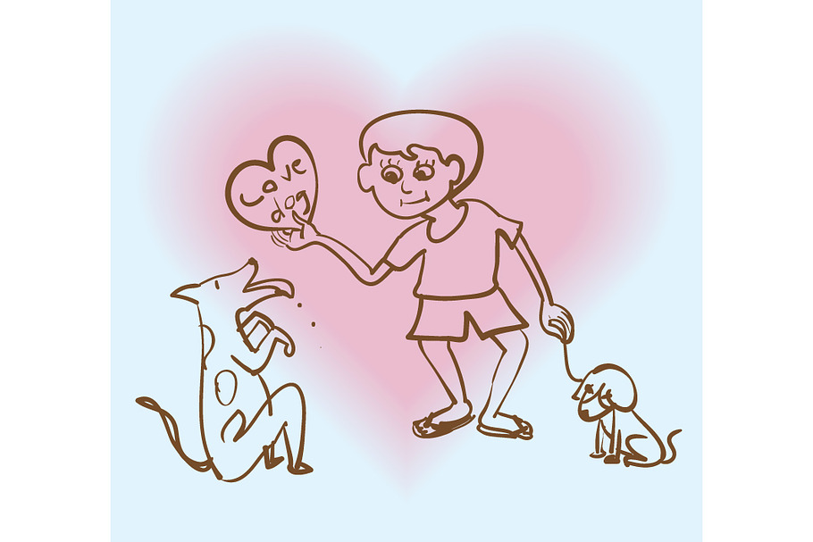 Boy give love to dog in Illustrations - product preview 8