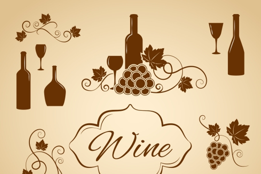 Vintage wine design elements 4 menu in Vintage Icons - product preview 8
