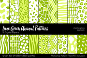 Lime Green Animal Digital Papers