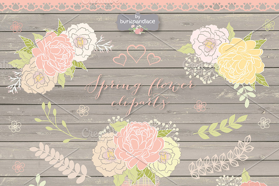 Spring flower cliparts in Illustrations - product preview 8