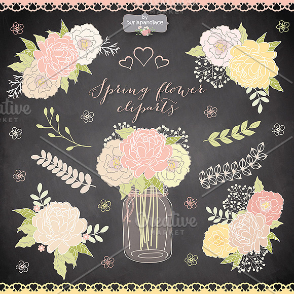 Spring flower cliparts in Illustrations - product preview 1