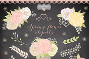 Spring flower cliparts chalkboard