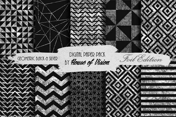 Geometric Blk and Silver Pack