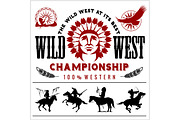 Wild West. Native american chief head illustration. Design elements for logo, label, emblem,sign.