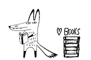 Fox reading books