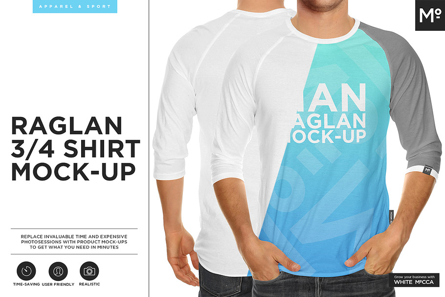 Raglan 3/4 Shirt Mock-up in Product Mockups - product preview 8