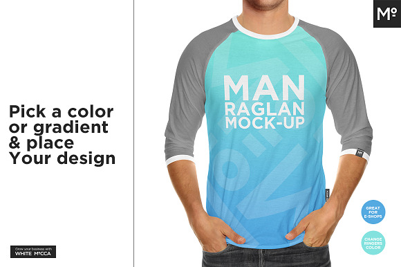 Raglan 3/4 Shirt Mock-up in Product Mockups - product preview 3