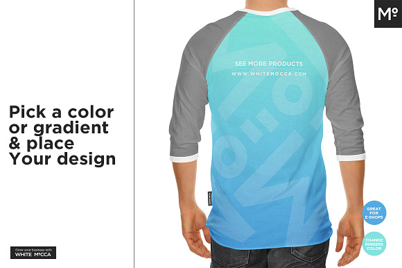 Raglan 3/4 Shirt Mock-up in Product Mockups - product preview 4