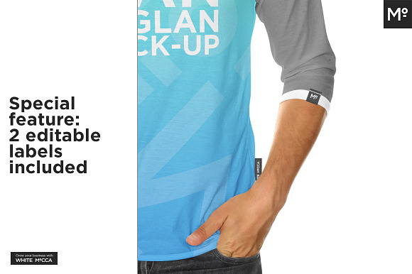 Raglan 3/4 Shirt Mock-up in Product Mockups - product preview 5