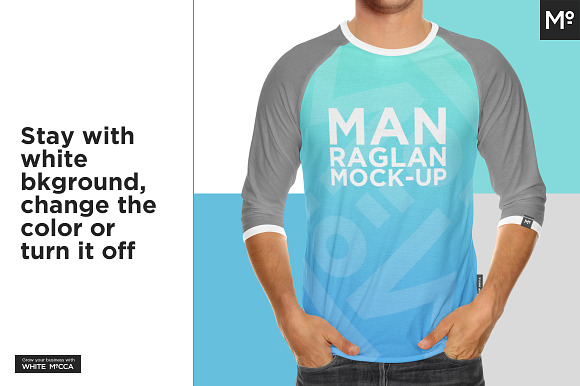 Raglan 3/4 Shirt Mock-up in Product Mockups - product preview 6