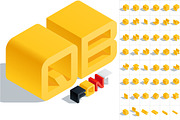 Vector 3D isometric yellow letters