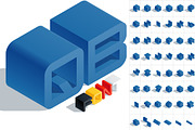 Vector 3D isometric blue letters