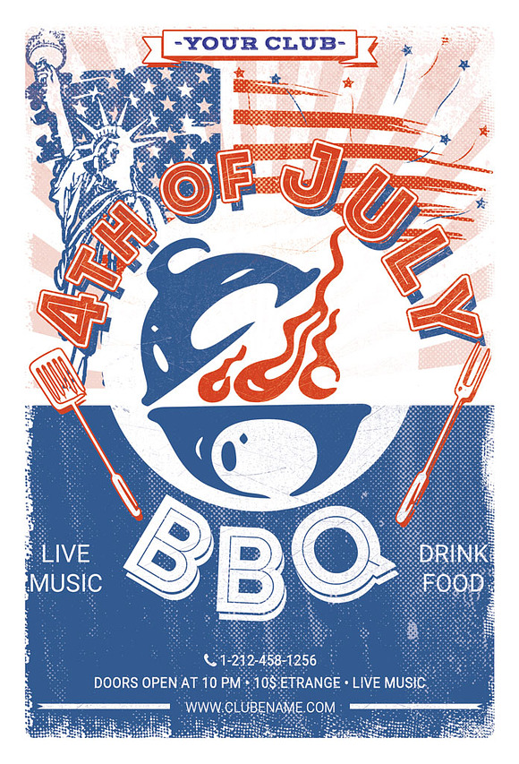 4th of July Independence Day BBQ in Flyer Templates - product preview 3