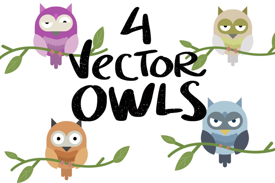 4 Cute Vector Owls