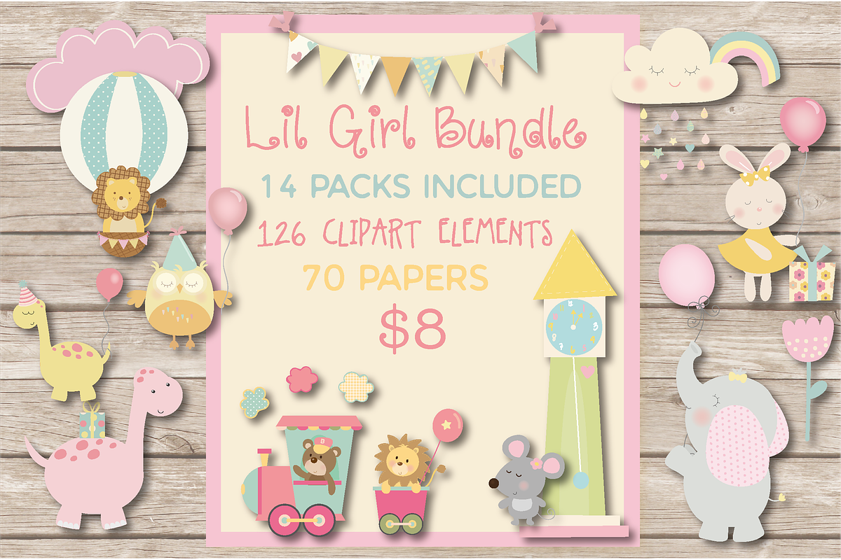 Lil girl bundle in Illustrations - product preview 8