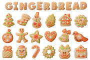 18 Gingerbread vector icons