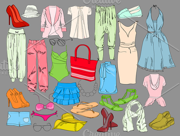 Women Clothes  Set. Mega-clipart in Objects - product preview 2