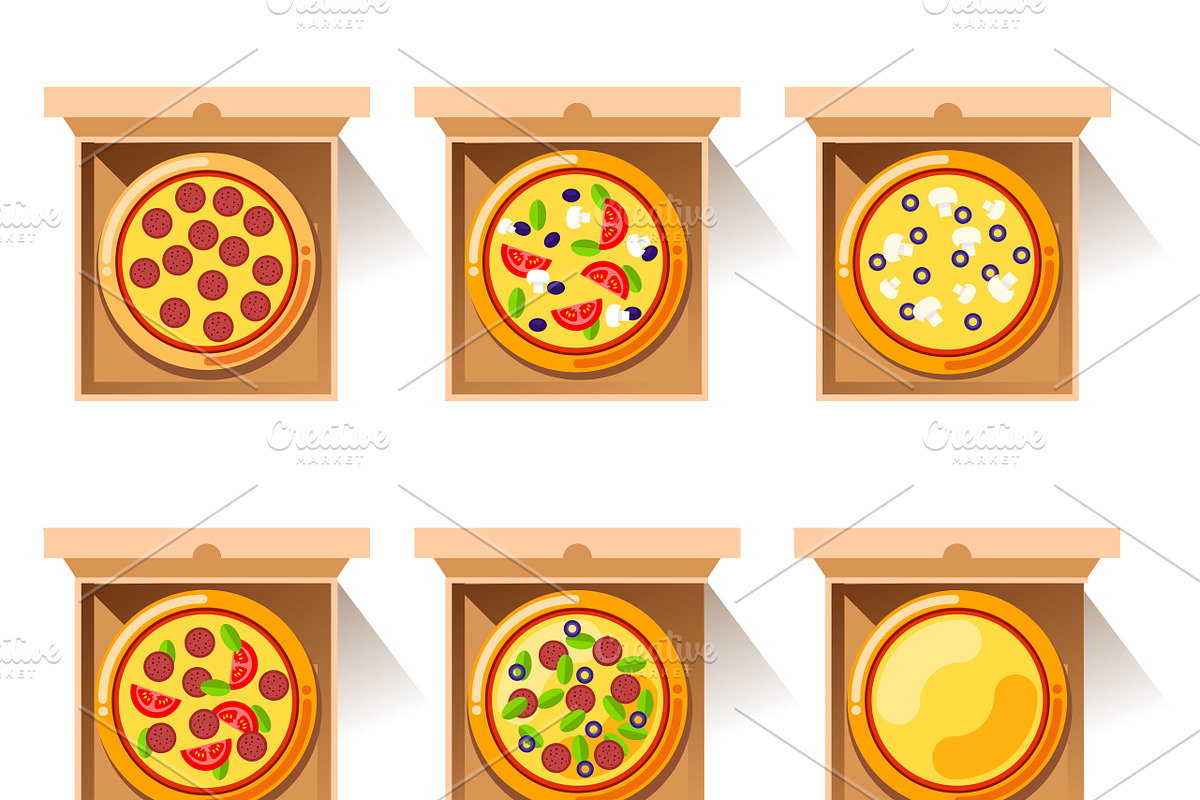 Pizza design in boxes in Objects - product preview 8