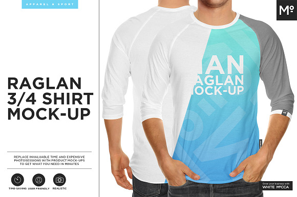Raglan 3/4 Shirt Mock-up in Product Mockups - product preview 9