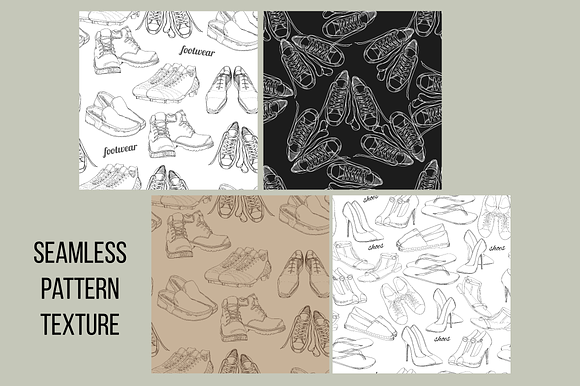 Set of drawing Shoes. Clip-art in Objects - product preview 2