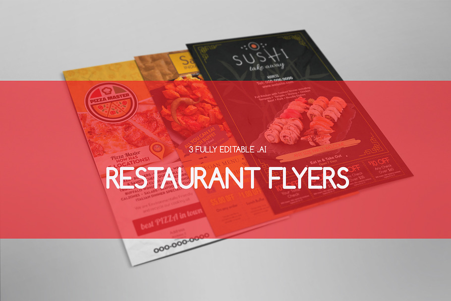 3 Restaurant Flyers / Ads Templates in Flyer Templates - product preview 8