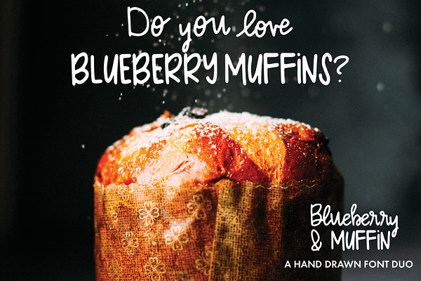 Blueberry Muffin hand drawn font duo