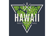 Hawaii tee print with with tropical leaves